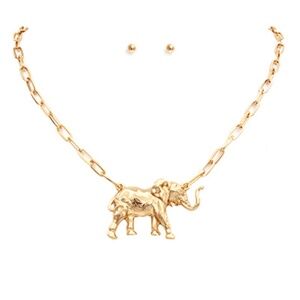 Elephant Paper Clip Chain Necklace